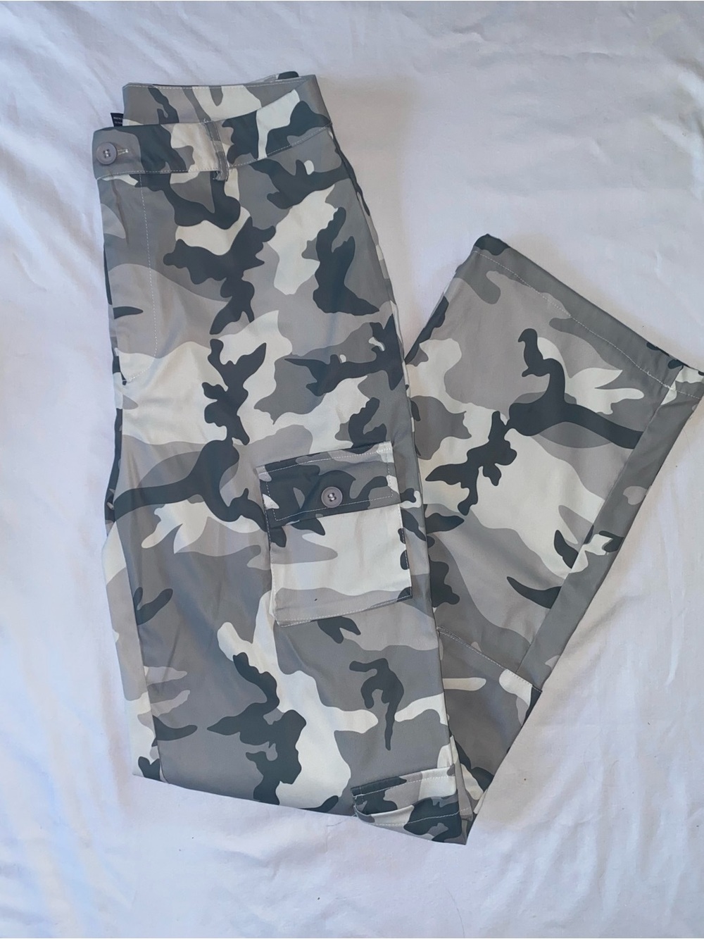 SHEIN Gray & White Camo Cargo Pants